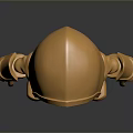 Golden Cartoon Style Hooded Armor Character Figure With Shiny Surface