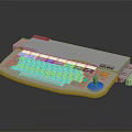 BAKKAKI Ergonomic Keyboard With Colorful Green Blue Keys And Additional Side Components