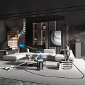 Modern Living Room Interior With Sectional Sofa Coffee Table And Area Rug