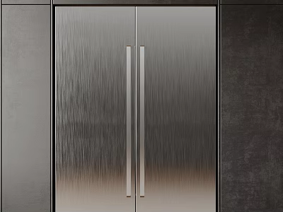 Stainless Steel Refrigerator Freezer Modern Double Door Design In Contemporary Kitchen 3d model