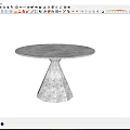 Modern Round Concrete Dining Table With Stylish Geometric Pedestal Base 3d model