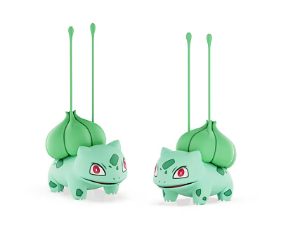 Cute Green Plush Dolls With Leaf Shaped Top Red Eyes And Spotted Body 3d model