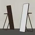 Modern Full Length Floor Mirrors with Black Metal Stand and Wooden Back Panel
