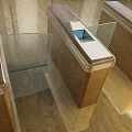 Public Facility Turnstile With Marble Base Glass Barrier And Metal Frame
