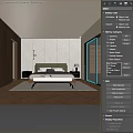 Modern Bedroom Interior With Green Headboard Bench Nightstands And Wooden Floor