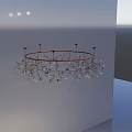Elegant Circular Frame Chandelier with Branch Like Design and Transparent Crystal Decorations