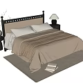 Modern Double Bed Interior With Nightstand Table Lamp Cozy Rug And Book