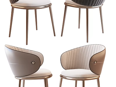 Stylish Modern Leisure Chair With Metal Legs Striped Backrest And Button Accents 3d model