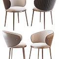 Stylish Modern Leisure Chair With Metal Legs Striped Backrest And Button Accents