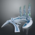 Cartoon Scene Featuring Futuristic Spiral Towers And Curved Platform With Sleek Design