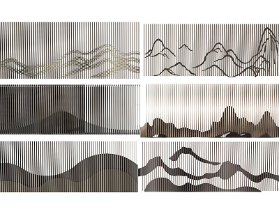 Modern Minimalist Feature Wall With Abstract Mountain Patterns And Neutral Tones 3d model
