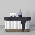 Modern Reception Desk Designs With Marble Top And Wooden Panel Elements 3d model