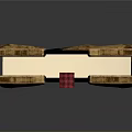 Stacked Decorative Box With Black Star Pattern Golden Frame And Red Accent
