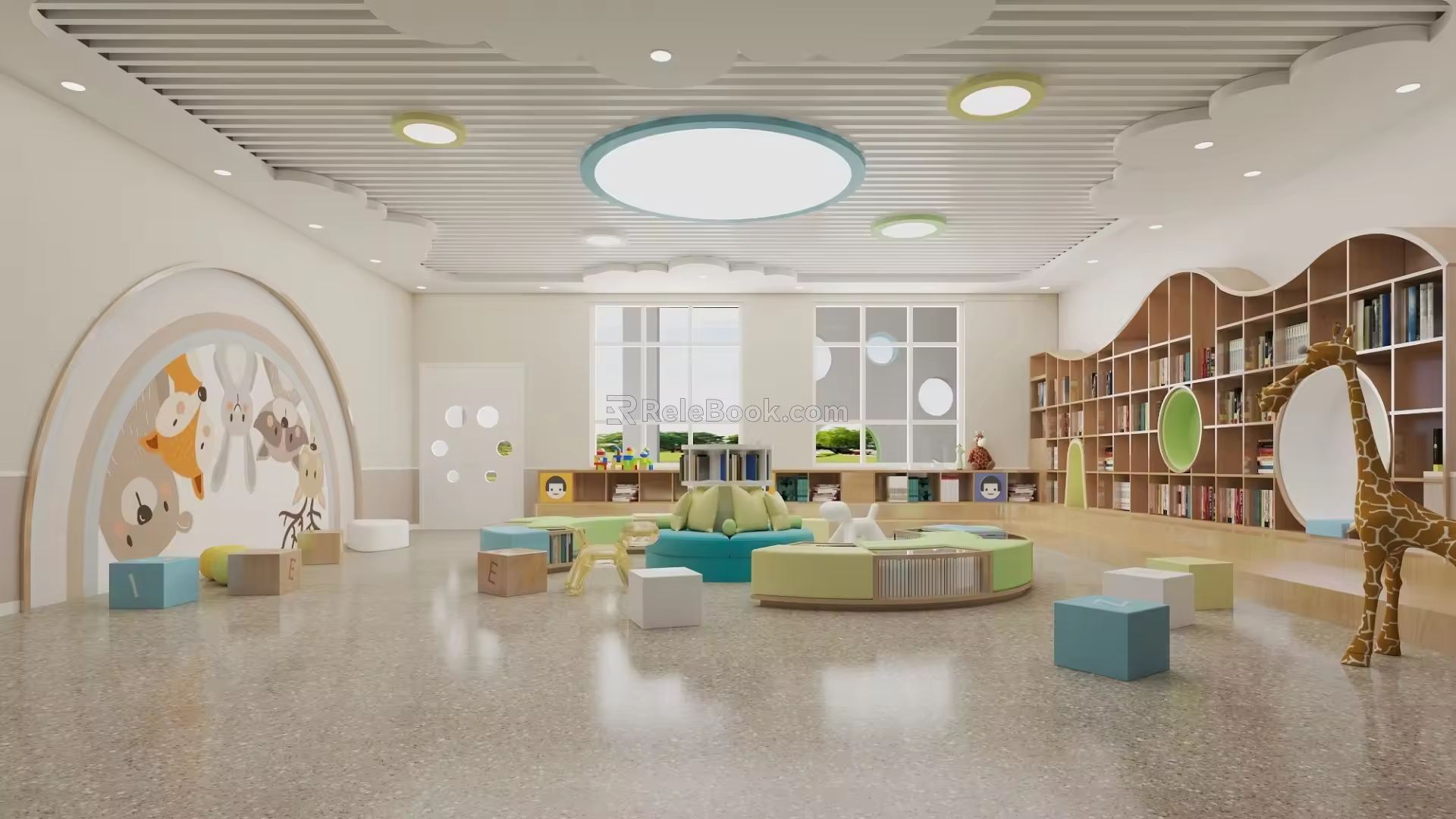 Modern Kindergarten Reading Area 3d model