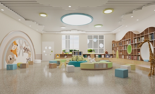 Modern Kindergarten Reading Area 3d model