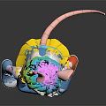 Vibrant Anthropomorphic Mouse Character With Colorful Hair Blue Top Yellow Skirt And Dancing Pose