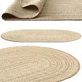 Oval Braided Rugs In Light Brown For Home Decor 3d model