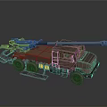Brown Military Vehicle Truck With Six Wheel Design And Large Artillery Gun
