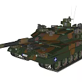 Detailed Military Tank Model With Camouflage Paint Long Gun Barrel And Metal Tracks