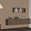 Cozy Interior With Floor Lamp Wall Mounted Bookshelf Wooden Cabinet And Decorative Clock