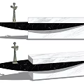 Modern Reception Desk Featuring Black Countertop And White Base With Metal Decorative Design