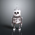 Vintage White Rusty Metal Robot With Antenna Eyes And Limbs