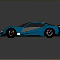 Blue And Silver Sports Car With Sleek Aerodynamic Body And Rear Spoiler