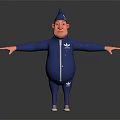 3D Character Man In Blue Zippered Jumpsuit With Pointed Hat Arms Outstretched And Colorful Shoes
