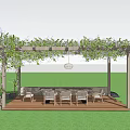 Modern Courtyard Corridor Flower Rack Outdoor Table and Chair Landscape Corridor Flower Rack Corridor 3d model