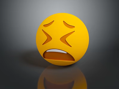 Yellow Sad Face Emoji Toy with Reflection as Daily Life Home Decoration Item 3d model