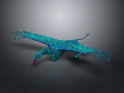 Game Movie Character Blue Bird With Black Patterns And Spread Wings Red Beak 3d model