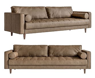 Modern Multiplayer Sofa Leather Double Sofa 3d model