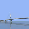 Cable Stayed Bridge Over Calm Water With Blue Sky And Water Reflection 3d model