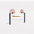 Outdoor Sports Equipment Two Basketball Hoops With White Backboards Red Rims And Black Poles