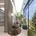 Modern Weibang Center Reception Area With Round Tables Chairs And Ceiling Lighting