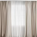 Elegant Beige And White Double Layer Curtains With Linen Texture And Light Filtering Design
