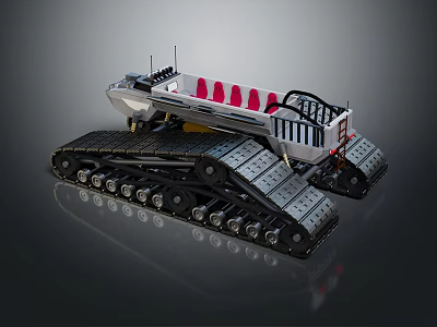 Military Tracked Vehicle Design With Red Seats And Heavy Duty Chassis 3d model