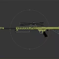 Stylish Golden Sniper Rifle With Scope And Intricate Design On Reflective Surface