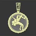 Elegant Furniture Adorned With Golden Pendant Featuring Intricate Design And Figure