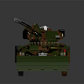 Camouflaged Armored Military Vehicle With Turret Mounted Cannon And Tracks