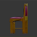 Classic Wooden Frame Chair With Pink Leather Seat And Backrest Stitching