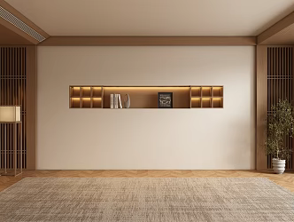 New Chinese Song Style Living Room Background Wall 3d model