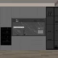 Modern Wine Cabinet Design With Glass Doors LED Lighting And Marble Countertop