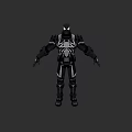 Powerful Game Movie Character In Black Armored Suit With White Spider Pattern