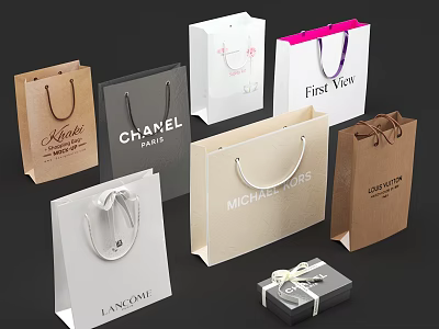 Branded Shopping Bags And Gift Box Various Colors Logos For Daily Life Essentials 3d model
