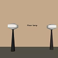 Two Modern Floor Lamps with Soft Neutral Shade and Black Conical Base 3d model