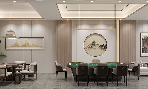 New Chinese Chess and Card Room Chess and Card Room Texas Chess and Card Table 3d model