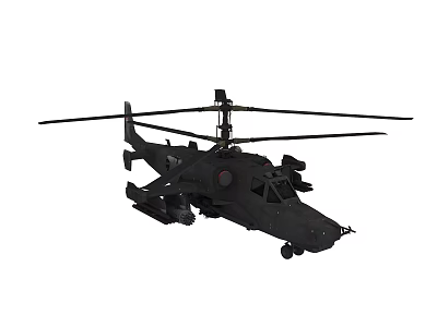 Black Military Armed Helicopter With Rotor System And Weapon Equipment 3d model