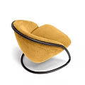 Modern Yellow Velvet Single Sofa With Curved Black Metal Frame Design