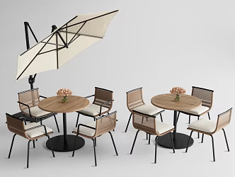 Modern Rattan Outdoor Table and Chair Combination Outdoor Leisure Table and Chair Rattan Outdoor Chair Sunshade 3d model